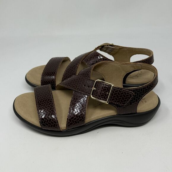 SAS Laguna Weave Henna Sandals Womens 10.5 W Wide Brown Croc Print Strappy - Picture 5 of 14